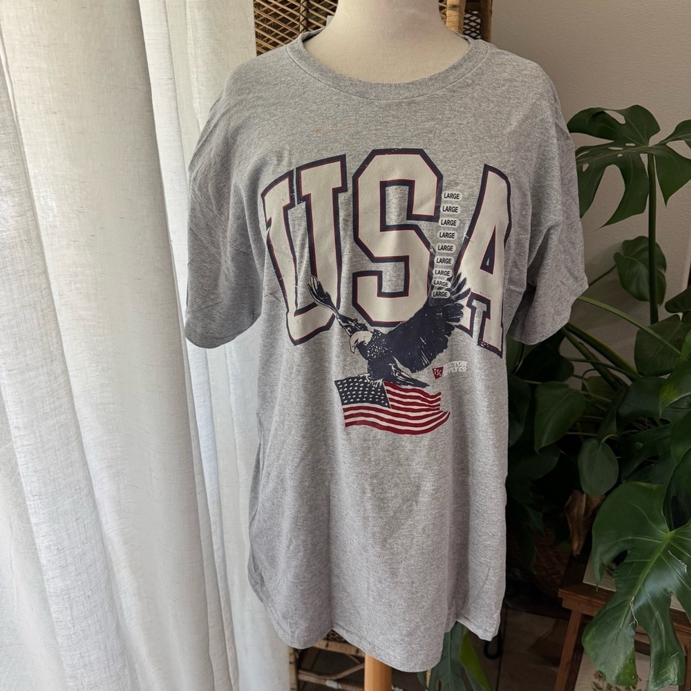 Gray USA Graphic Men's T-Shirt eagle‎ American flag 4th of July